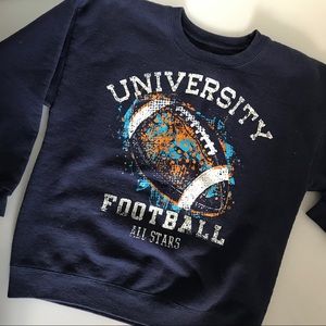 Hanes Football Sweatshirt Navy Orange Child Small